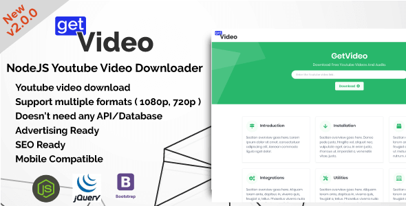 Getvideo Nodejs Youtube Video Downloader V2.0.0 Free Download