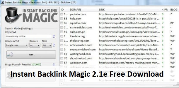 Instant Backlink Magic 2.1e Free Download