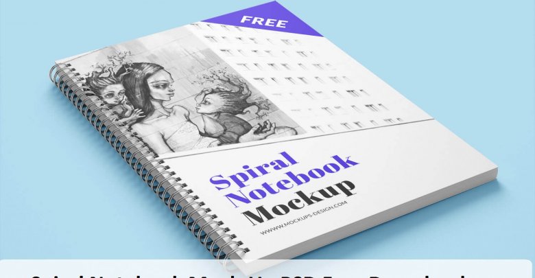 Spiral Notebook Mock-Up PSD Free Download