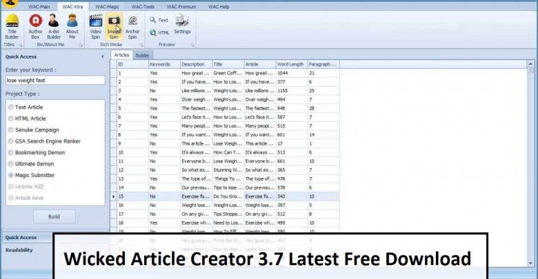 Wicked Article Creator 3.7 Latest Free Download