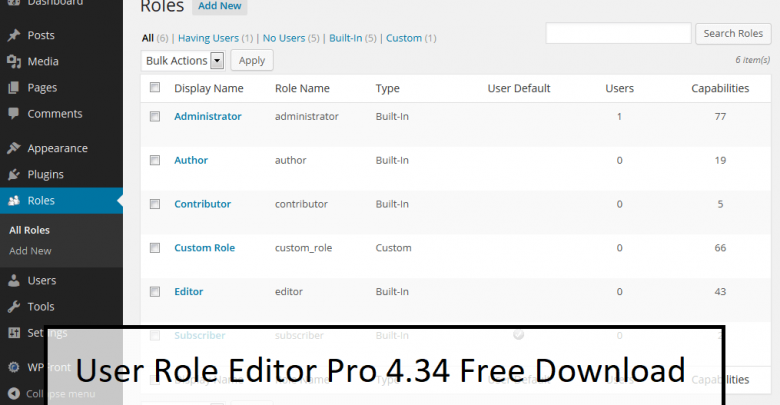 User Role Editor Pro 4.34 Free Download