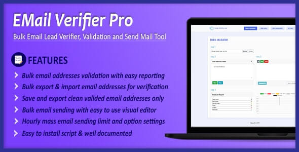 Email Verifier Pro v1.0.0 - Bulk Email Addresses Validation, Mail Sender & Email Lead Management Tool