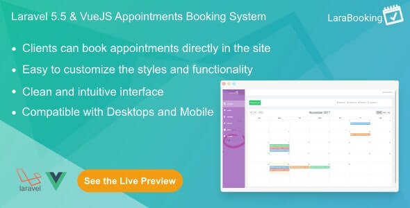 LaraBooking v1.0.1 - Laravel Appointments Booking System