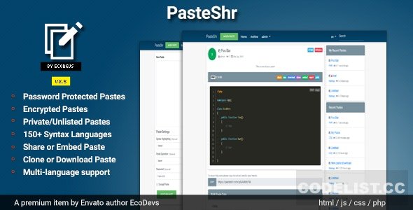 PasteShr v2.5.5 - Text Hosting & Sharing Script
