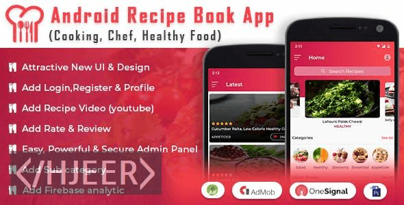 Android Recipe Book App V2.1 (cooking, Chef, Healthy Food, Admob With Gdpr)