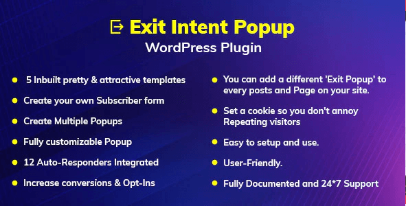 Exit Intent V1.0.0 Popup Wordpress Plugin