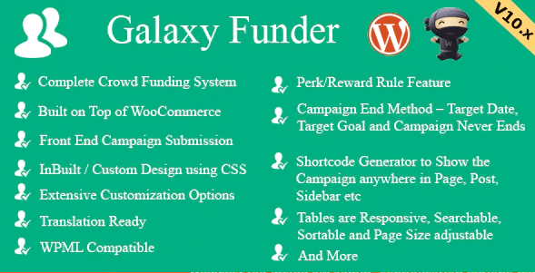 Galaxy Funder V11.1 Woocommerce Crowdfunding System