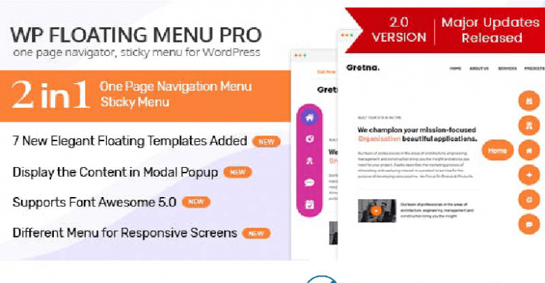 Wp Floating Menu Pro V2.0.6 One Page Navigator, Sticky Menu For Wordpress