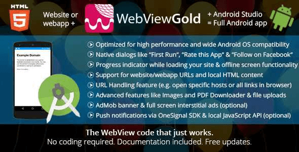Webviewgold For Android V4.4 – Webview Urlhtml To Android App + Push, Url Handling, Apis & Much More!