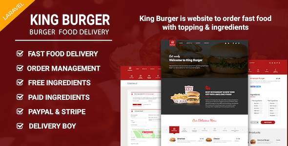 King Burger Restaurant Food Ordering Website V1.3 Free