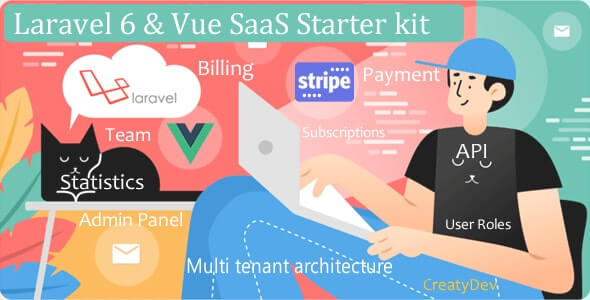 Saasweb, Laravel 6 & Vue Saas Starter Kit V2.3 Free Download
