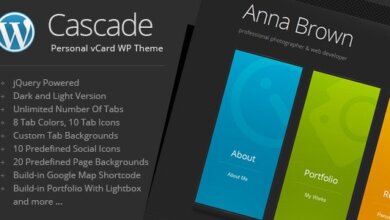 Cascade Personal Vcard Wordpress Theme V8.1 Free Download